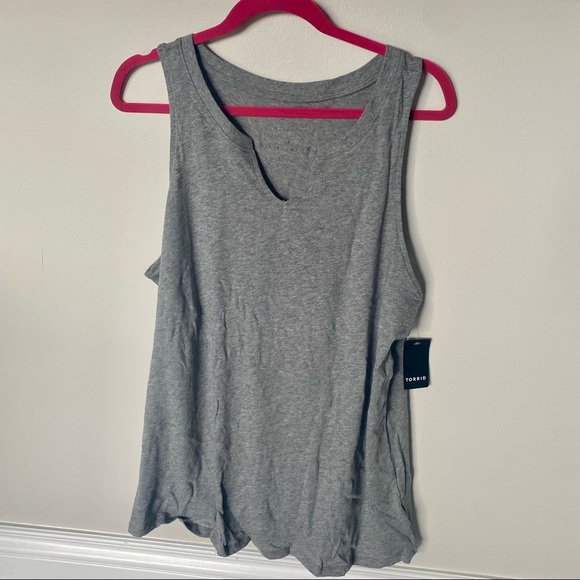 SPLIT NECK TANK -HERITAGE SLUB TANK, HEATHER GREY - Picture 3 of 5